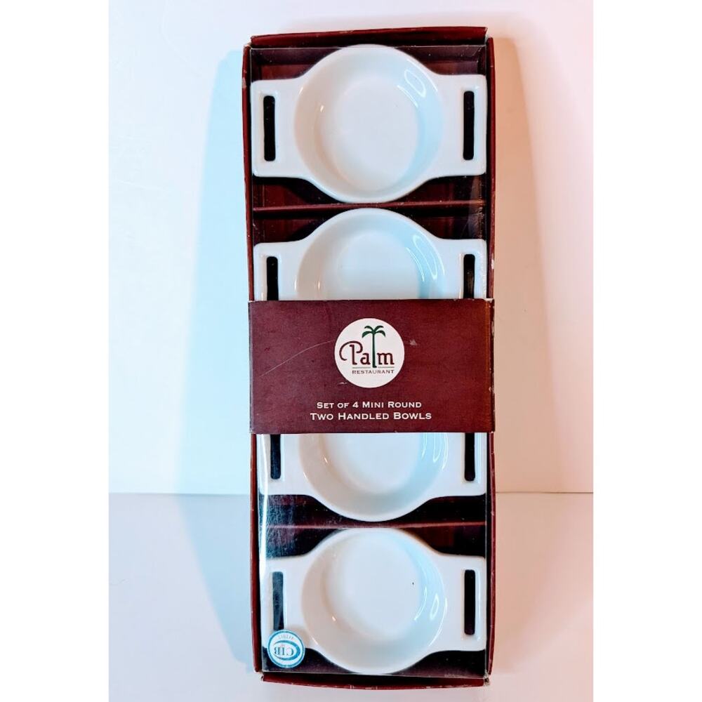 Palm Restaurant Mini Two-Handled Bowls – Set of 4 (New in Box)